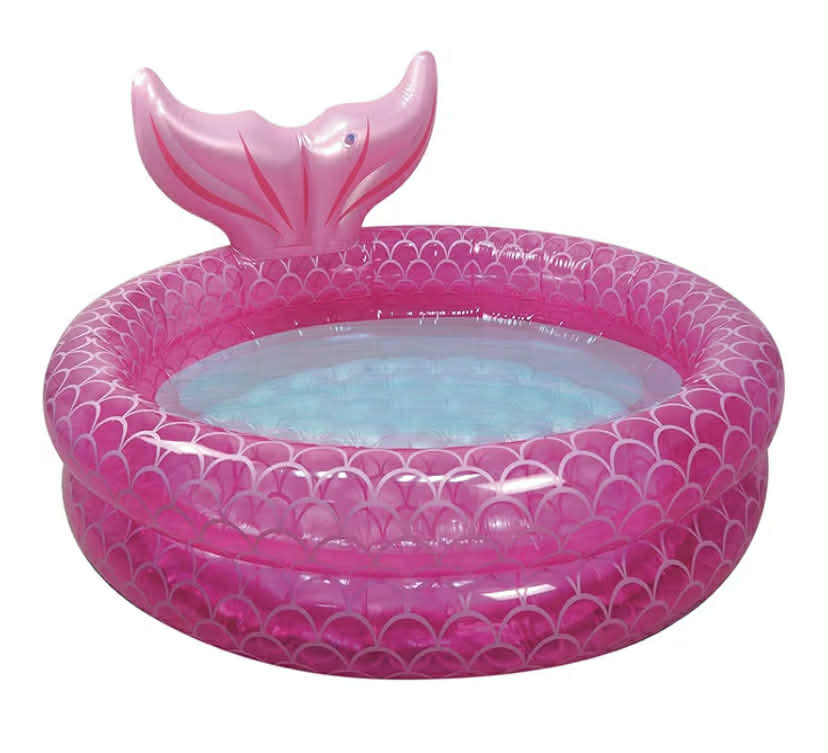 Kids Inflatable Mermaid Paddling Pool for Children Toddlers, 140cm Diameter, Vibrant Pink Colour, Enchanting Mermaid Tail Design, Suitable for Ages 2+