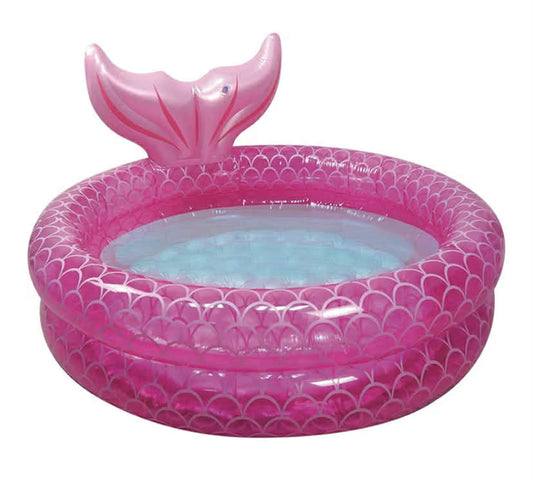 Kids Inflatable Mermaid Paddling Pool for Children Toddlers, 140cm Diameter, Vibrant Pink Colour, Enchanting Mermaid Tail Design, Suitable for Ages 2+