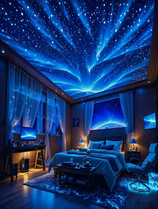 1 pc Aurora Starry Sky Projection Lamp, LED Rotating Aurora Ceiling Light, Remote Control Galaxy Projection Lamp, USB Powered Nebula Projection Light