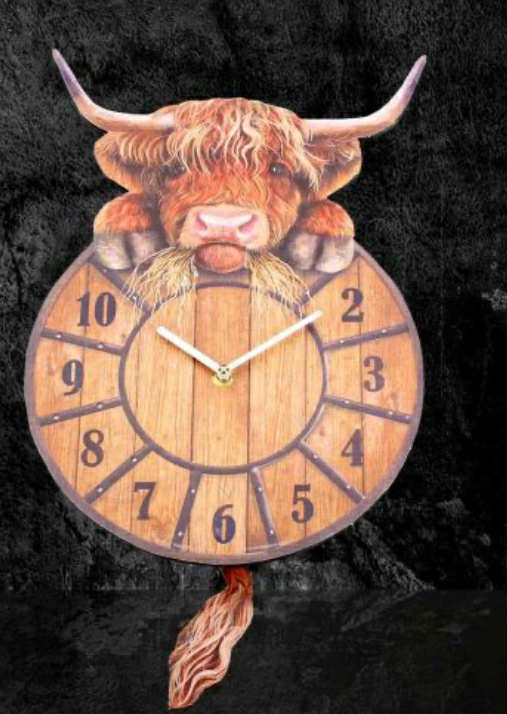 Highland Tickin' Cow Pendulum Clock
