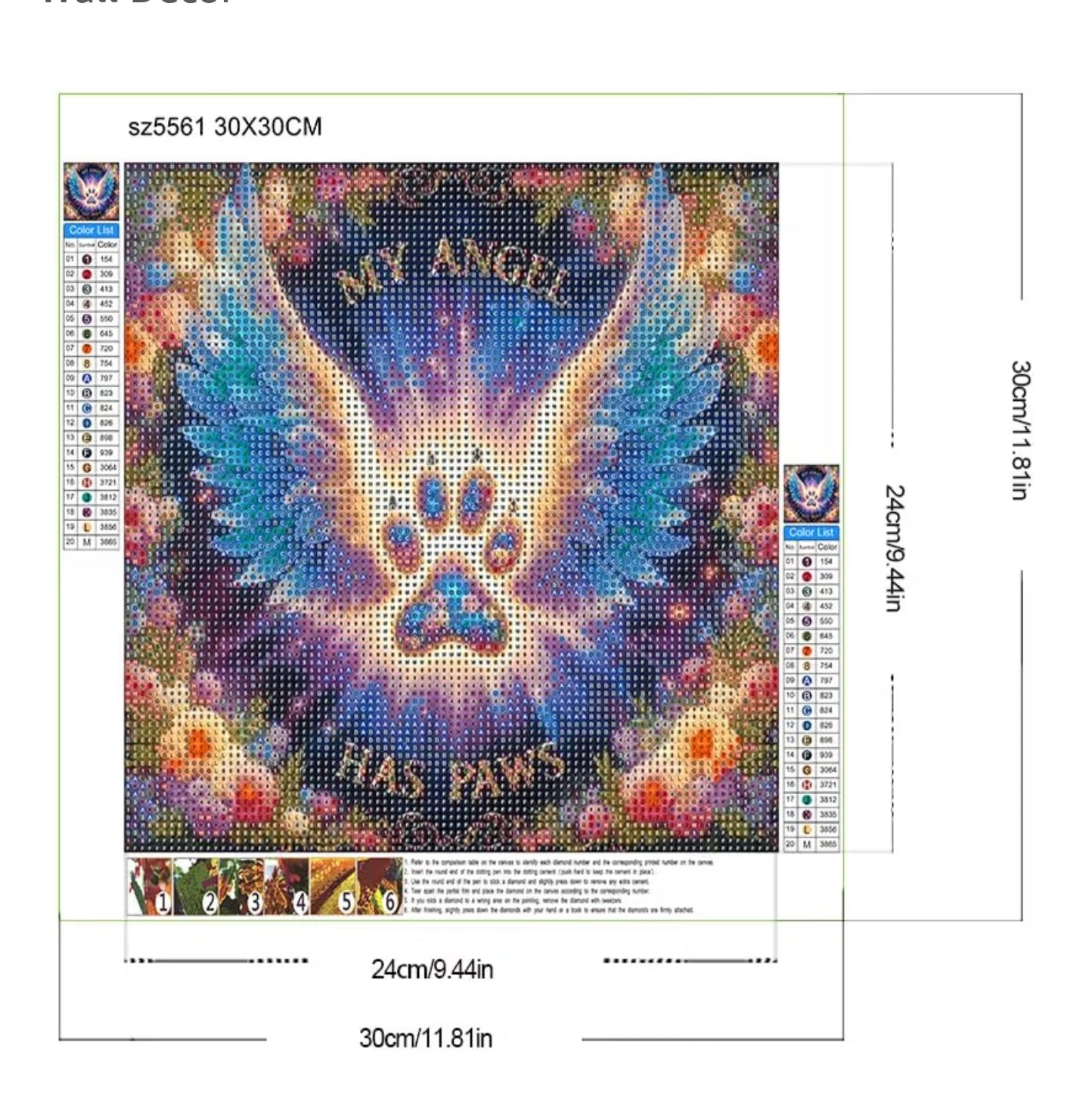 Diamond Art Painting Kit - 5D DIY Full Round Drill Paws Angel