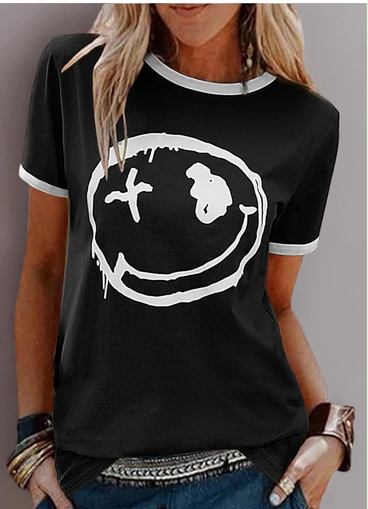 Women's T-Shirts Crew Neck Ladies Short Sleeve T Shirts Summer Tops Graphic Printed Tee Casual Cotton T-shirts