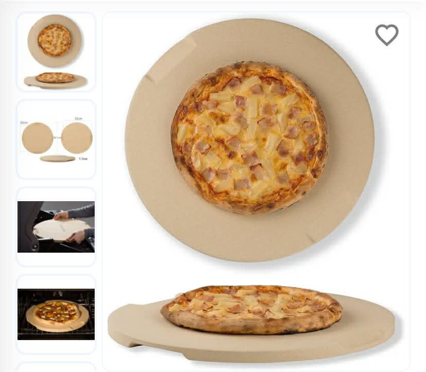 Pizza Stone for Oven and BBQ 4-Handle Round Baking Stone 800°C Resistant - Yellow 38.1 x 1.7cm
share