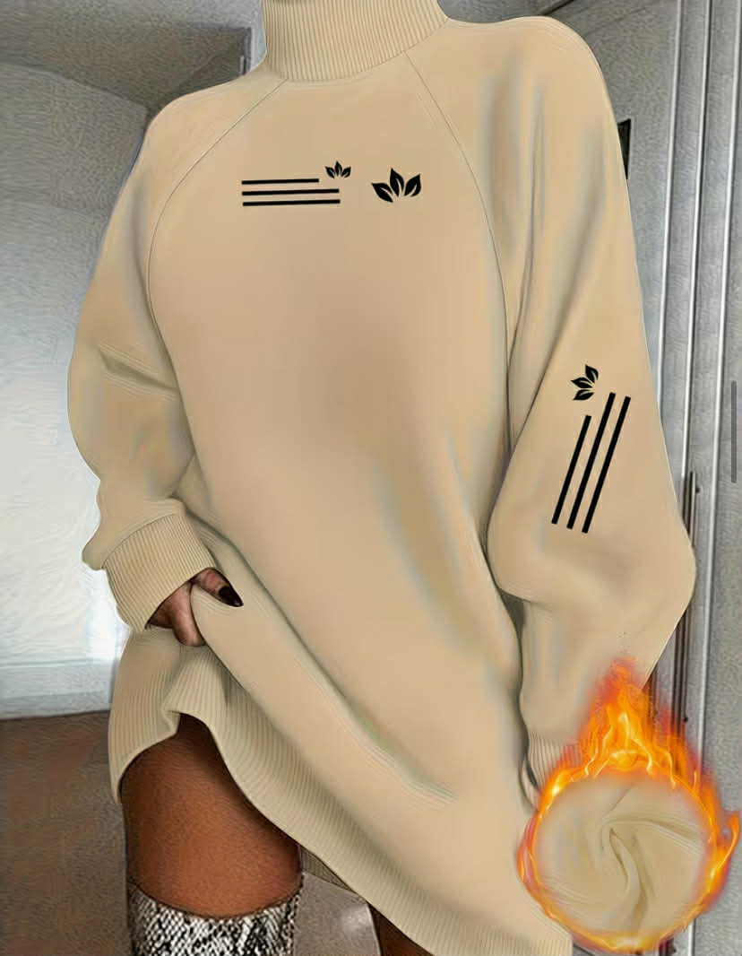 Plus Size - Elegant High-Neck Pullover for Women  Comfortable Medium Stretch Fabric, Loose Fit, Long Sleeve,