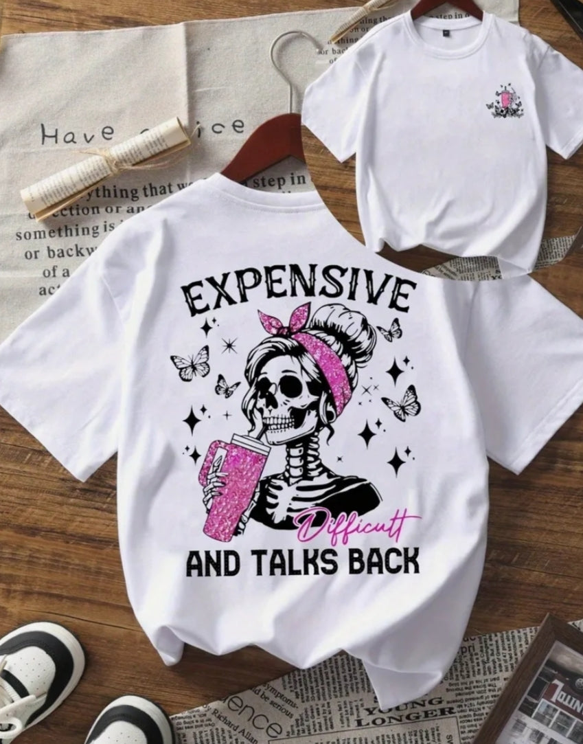 1 pc Girls' Short - Sleeve T - Shirt, (Expensive and talks back)