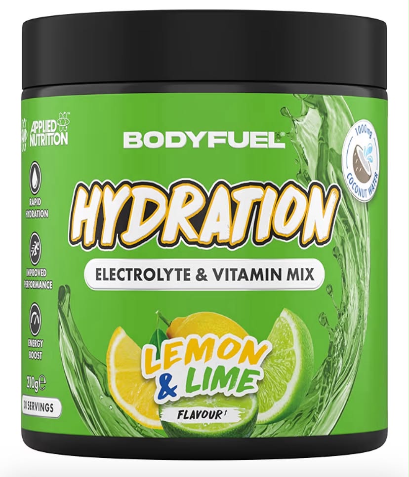 BodyFuel Hydration Electrolyte & Vitamin Powder - Natural Energy & Reduces Tiredness & Optimise Hydration (210g - 30 Servings)(Lemon & Lime)
