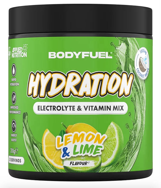 BodyFuel Hydration Electrolyte & Vitamin Powder - Natural Energy & Reduces Tiredness & Optimise Hydration (210g - 30 Servings)(Lemon & Lime)