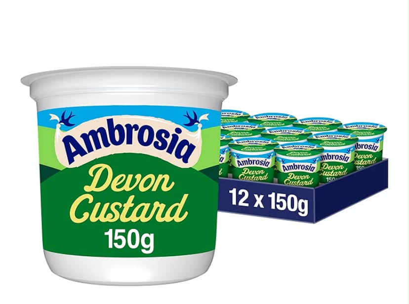 Ambrosia Devon Custard Pots, Original Recipe, Creamy Ready-to-Eat Dessert, 150 g (Pack of 12)