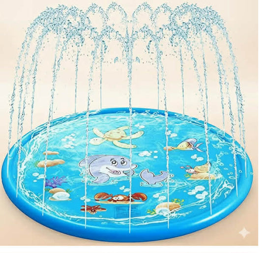 Alivio Sprinkler Pad Inflatable Splash Play Mat, Splash Pad for Kids Dog Paddling Pool, PVC Non-Slip Foldable Swimming Pool Bath Tub for Boys & Girls