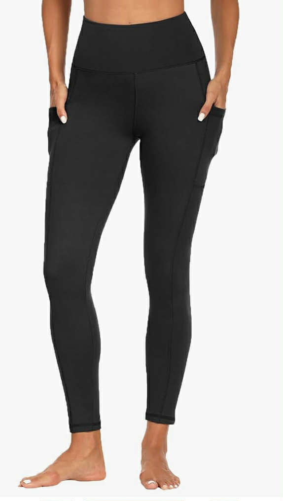 Gym Leggings for Women with Pockets Black High Waisted Leggings Soft Elastic Opaque Tummy Control Slim Trousers Sports Workout Running Yoga Pants