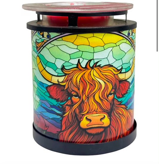 Cello Tealight Wax Warmer – Highland Cow Design Fragrance Candle Warmer Scented Oils Child & Pet Safe Aromatherapy Home Décor Gift for Her Aesthetic Room