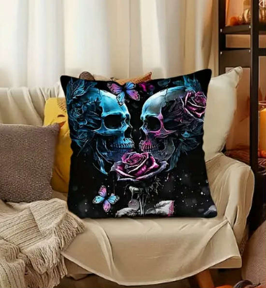Rose and Skull Valentine'S Day Theme Pillow Cover 

(X 4)
