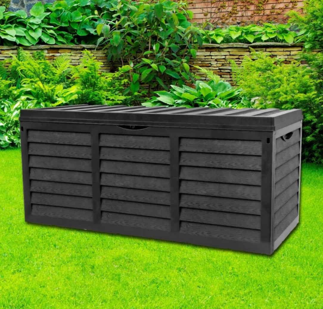 Garden Black 320L Outdoor Storage Box | Plastic Garden Utility Chest