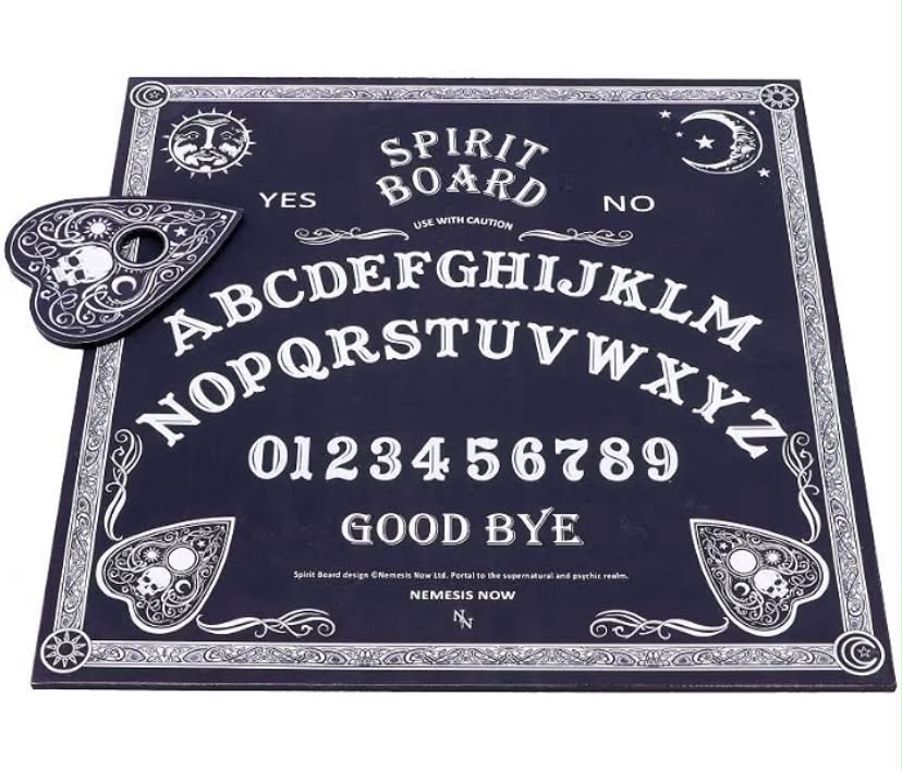 Black and White Spirit Board with Planchette,
