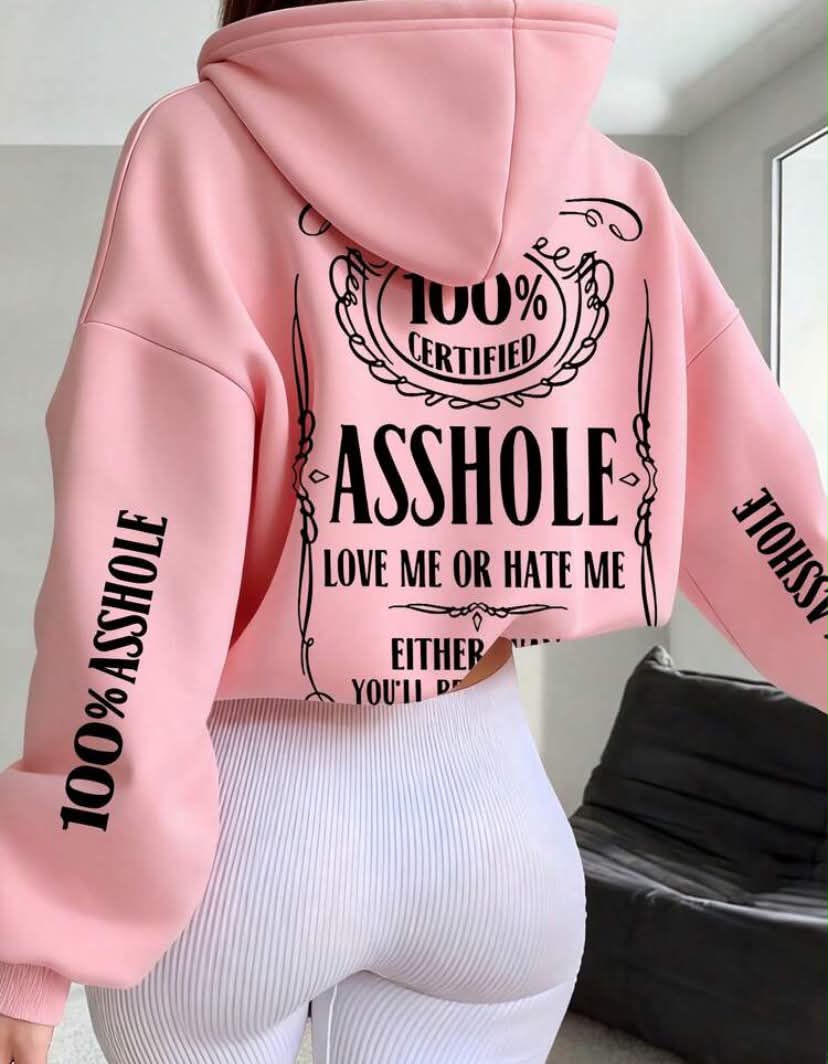Plus Size Women Slogan Print Drop Shoulder Long Sleeve Casual Loose Thermal Lined Sweatshirt, Autumn/Winter Pink