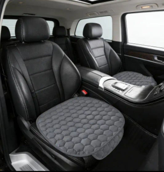 Plush Car Seat Cushion - Soft And Warm All Year Round, Suitable, Easy to Install, Hand-Washable Grid Design And Cushioning - Vehicle Interior Accessories (For Short/Long Drives) x2