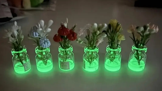 12pcs Glow-in-the-Dark Resin Vase Set for DIY Car Dashboard/Home/Craft Decorations, Random Mixed Colors, Ideal Gift