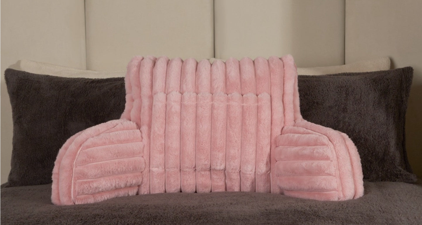 Ribbed Faux Fur Cuddle Cushion with Heatable Pocket