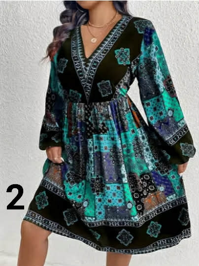 Women'S Bohemian Maxi Dress - Elegant V-Neck Long Sleeve Formal & Everyday Dress with Flowy A-Line Silhouette,