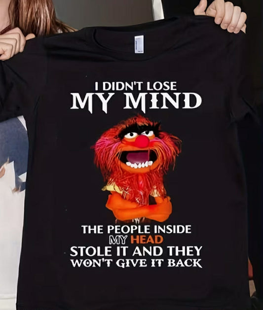 Men'S Funny Muppets Ernie I Didn't Lose My Mind Graphic T-Shirt Black with Red Ernie & Muppets Characters