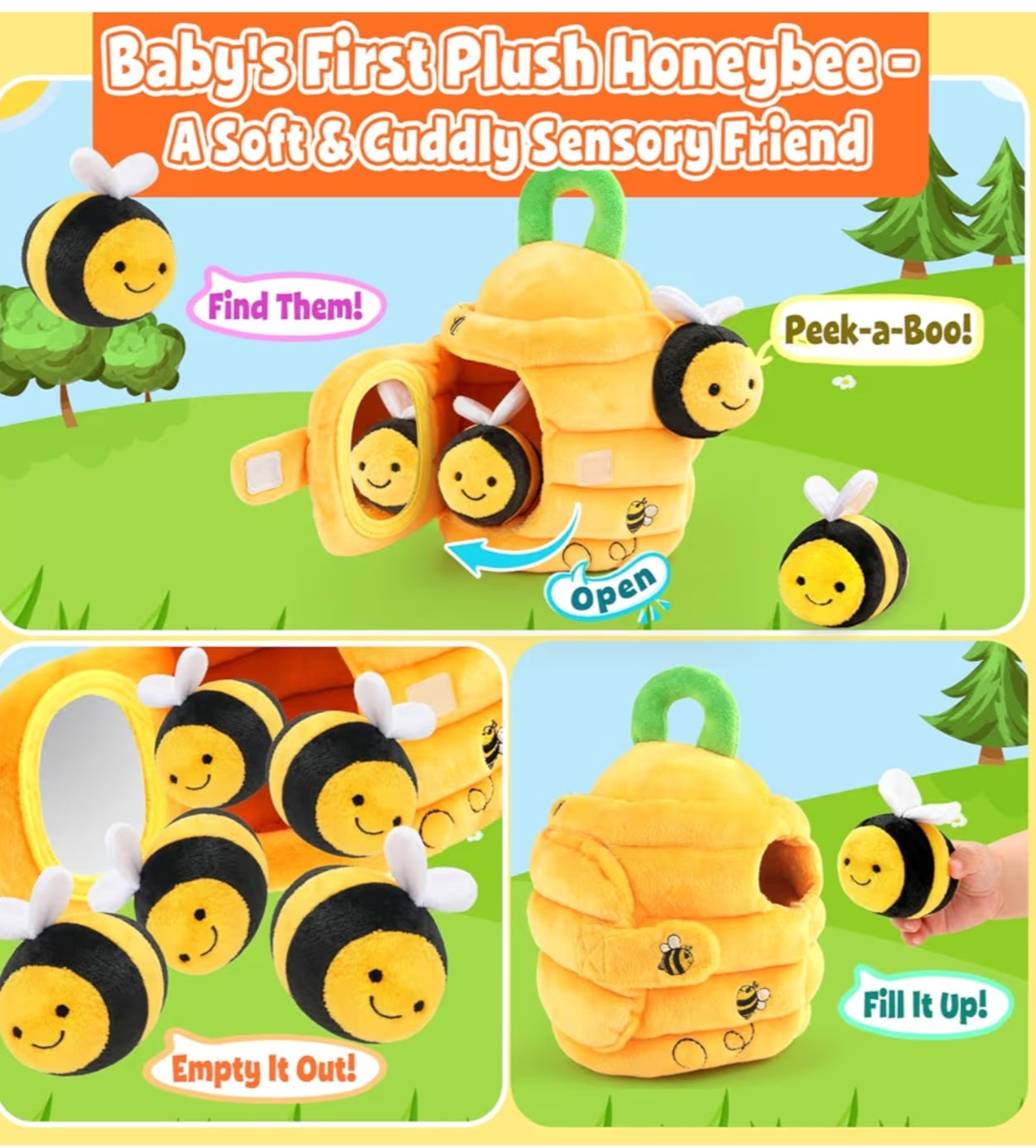 Baby Beehive Toy with 5 Sensory Bees