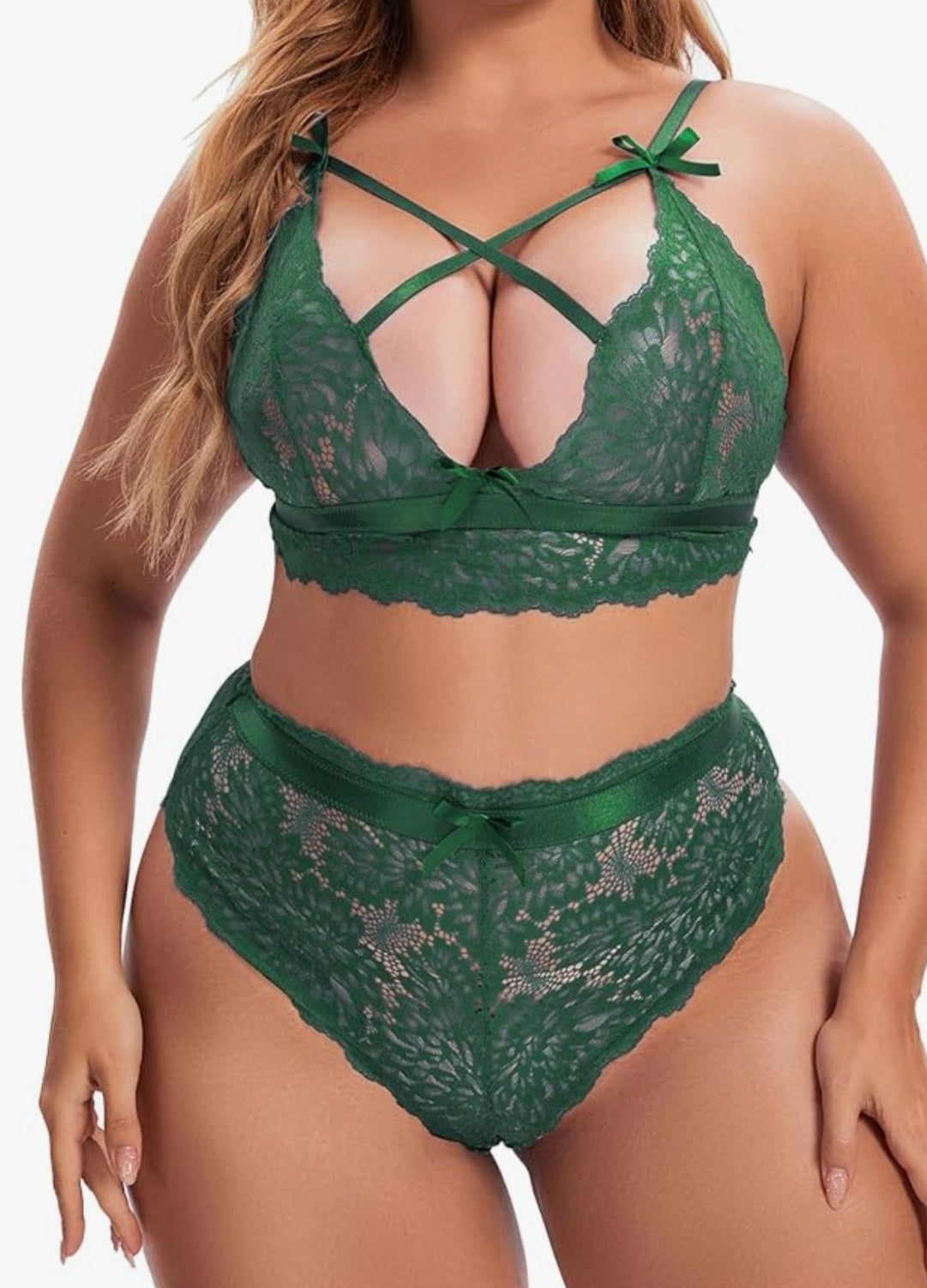 Plus Size Lingerie for Women Lace Bra and Panties Set Sexy Bralette Set