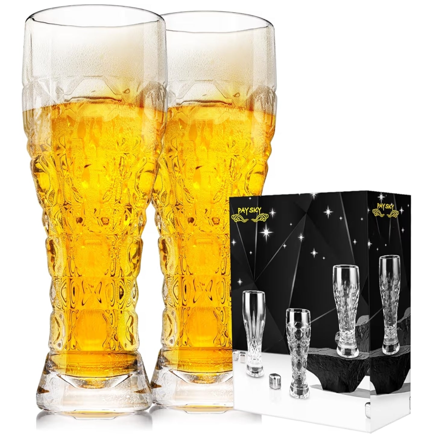 Pint Beer Glasses Set of 2 – 450ml Tall Clear Drinking Glasses and All Purposes