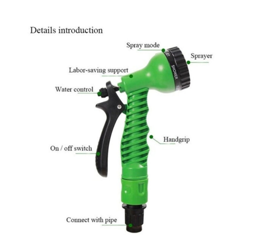 200FT Expandable Garden Hose Pipe Spray Gun Flexible Expanding Pipes