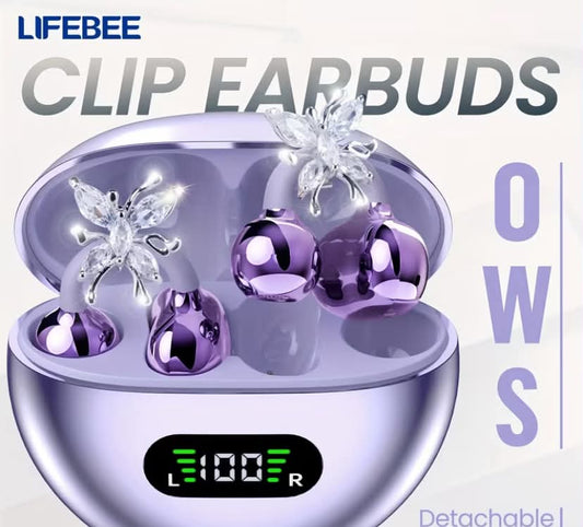Wireless Open Earbuds, OWS Clip On Earphones, Butterfly Earrings Earbuds, Pure Stereo Sound, Suitable for Exercise/ Sports/ Outdoors, Wireless Earphone, Clip Earbuds, Travel Earbuds,