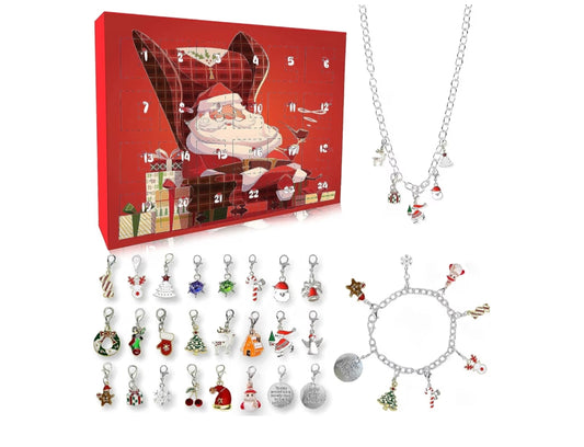 Girls Advent Calendar Charm Bracelet and Necklace Making Kit for Kids Christmas Countdown Calendars