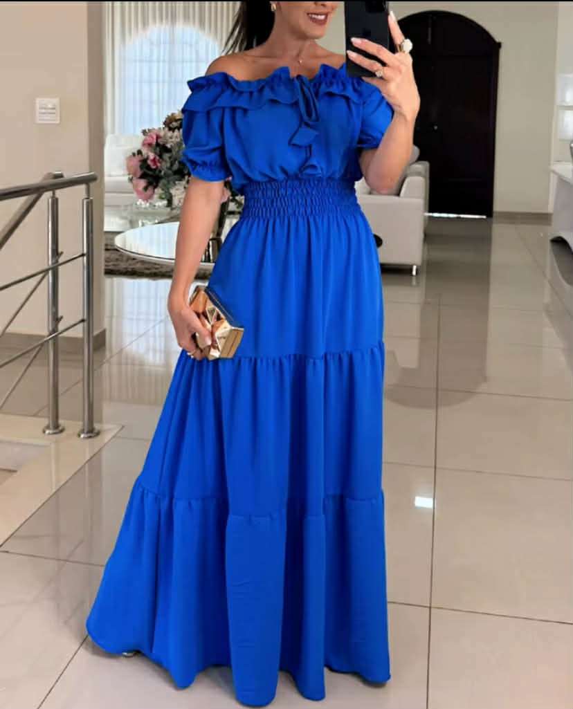 Women's  Off Shoulder Ruffled Bubble Sleeve