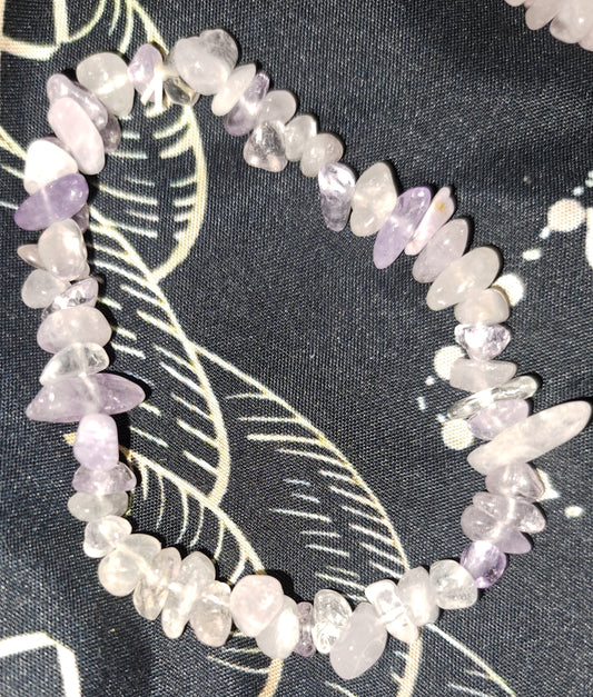 Real crystal Kunzite chip bracelet