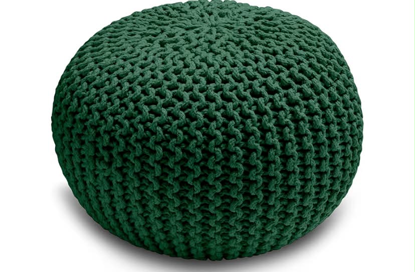 Chunky Knitted Round Pouffe Foot Stool 100% Cotton Children or the Elderly Living Room