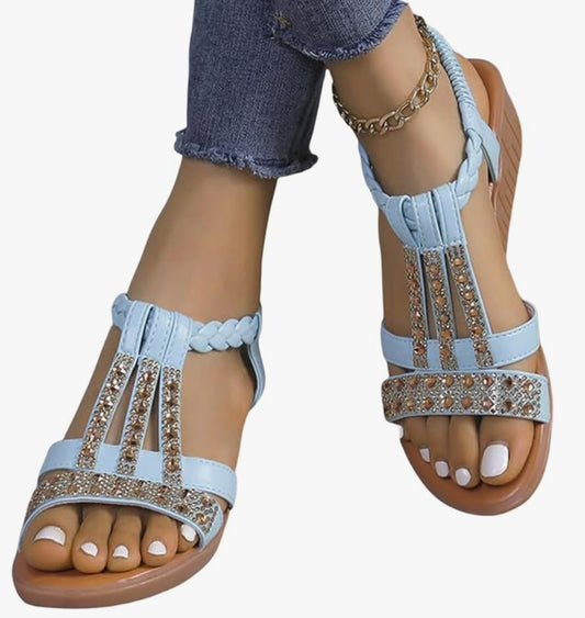 Womens Sandals Wide Fit Comfortable Slip on Wedge Shoes