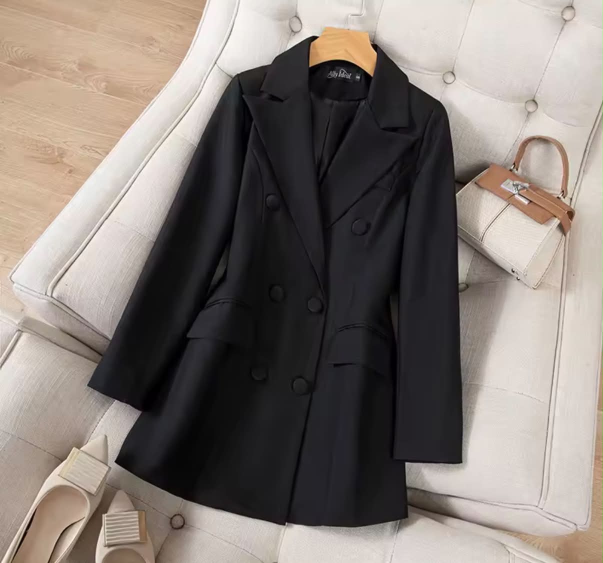 New Women's Double-Breasted Pure Color Commute Suit Jacket
