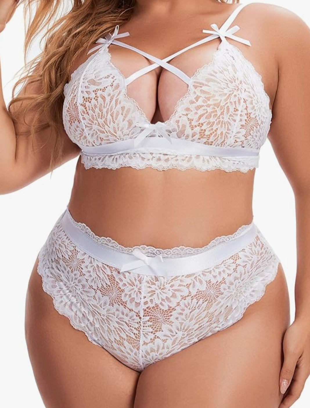 Plus Size Lingerie for Women Lace Bra and Panties Set Sexy Bralette Set