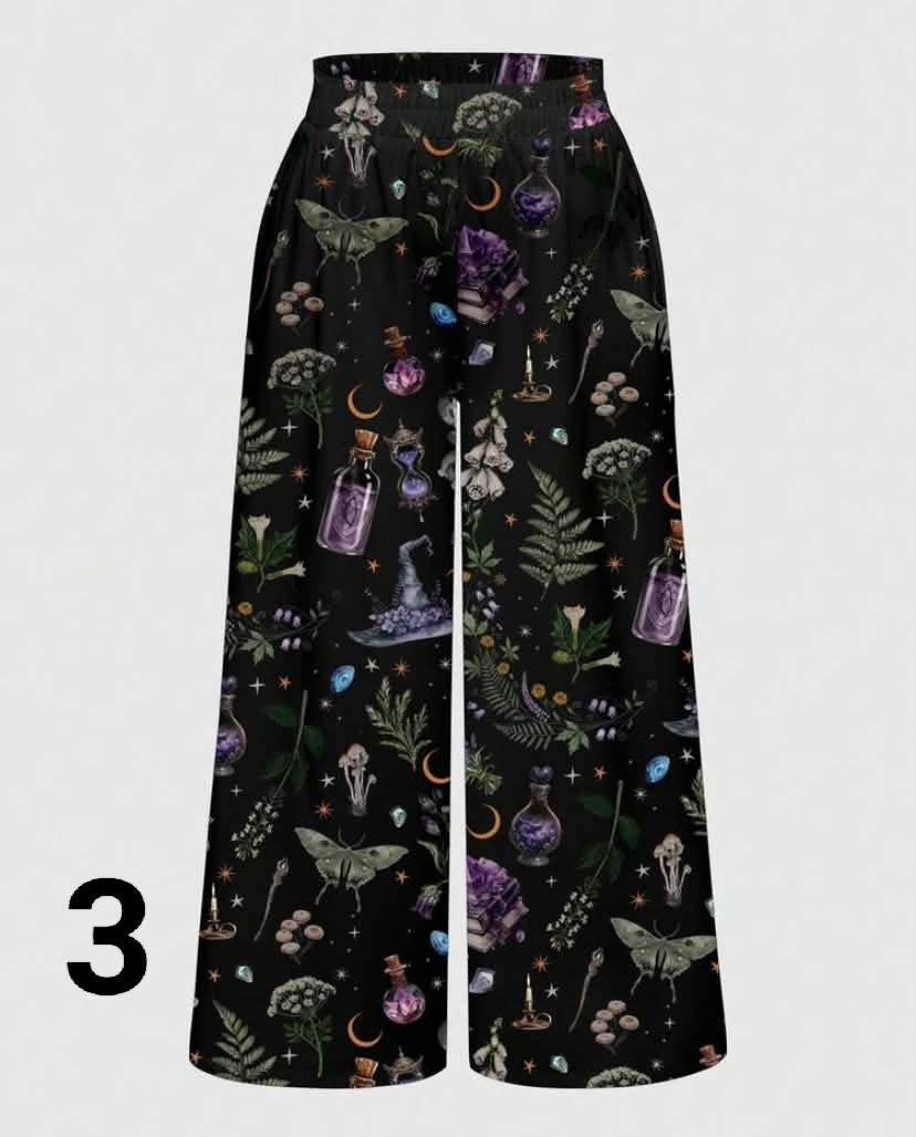 Gothic Dark Snake Print  Pitiful All-Over Print Loose Wide Leg Plus Size Pants