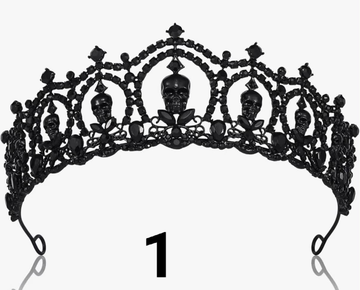 Skull Crown Halloween Jewelry for Women Girls Princess Party Cospaly Headbands Rhinestone Tiaras