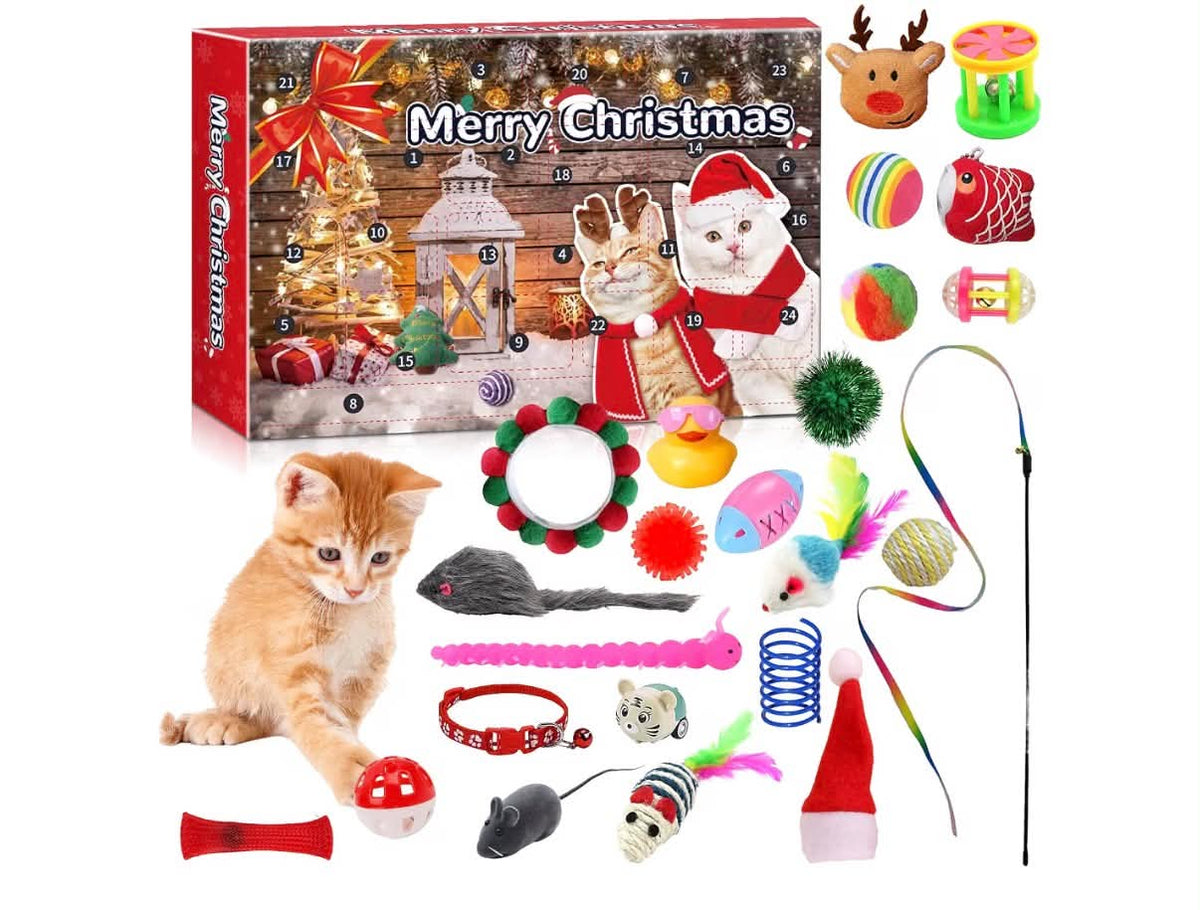 Cat Advent Calendar  Christmas Toy Set for Cats Kittens, 24 Pcs