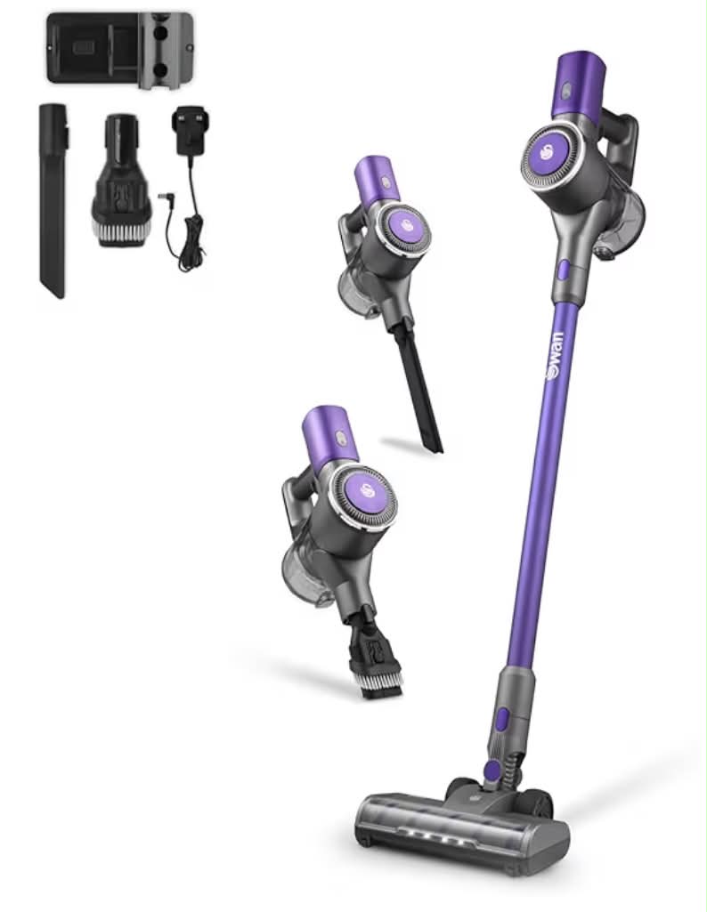 TV’s Queen of Clean Cordless Anti-Tangle Vacuum Cleaner with 2 Speed Control,and Rechargeable Battery, Includes 2-in-1 Crevice Tool, Long Nozzle, Pet Tool,and Wall Mount Kit 22.2V,Pink