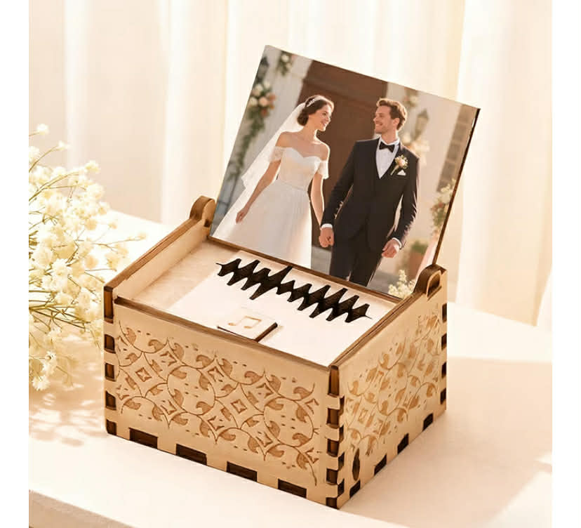 Personalized Digital Music Box, Custom Wooden Photo Music Box with Text, Customized Gifts
