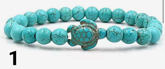 Beaded Natural stone tortoise bracelet sea turtle