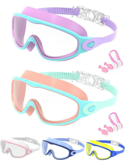 Kids Swimming Goggles, Suitable For Children Aged 3-15, Leak-Proof Function, Anti-Fog Design, Applicable For Swimming Pool And Water Park, Suitable For Boys, Girls, Teenagers And Toddlers