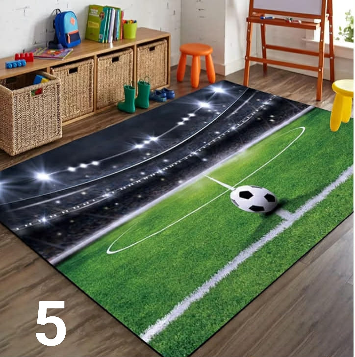 Green Grass Soccer Field Boys Bedroom Rug, 60x110cm, Football Court Sports Enthusiasts Floor Rugs, Machine Washable Foldable No Crease Absorbent Carpet for Nursery Dorm Family

60x110