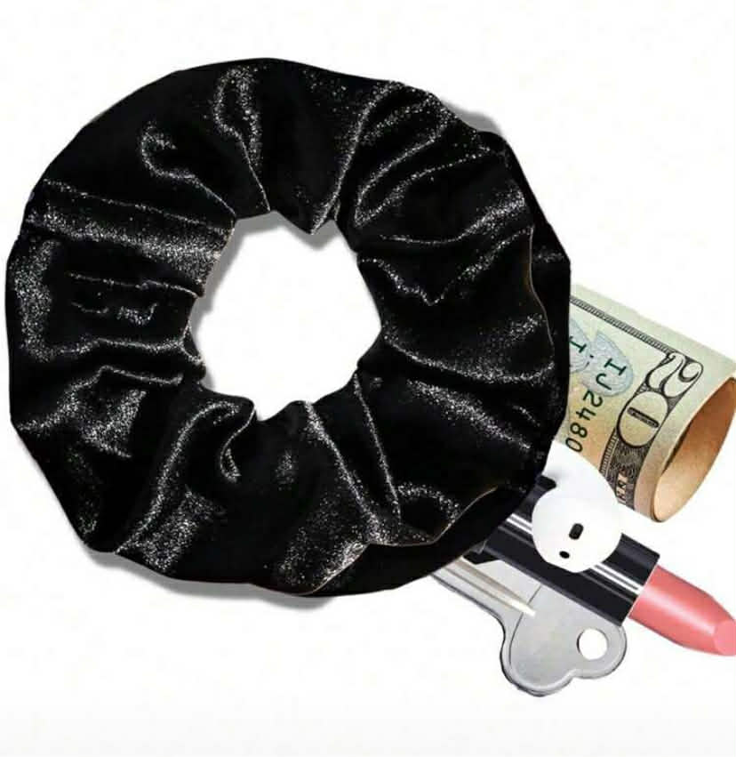 1 Pcs Velvet Hair Scrunchies With Hidden Pockets, Multifunctional Hair Accessory Bags
