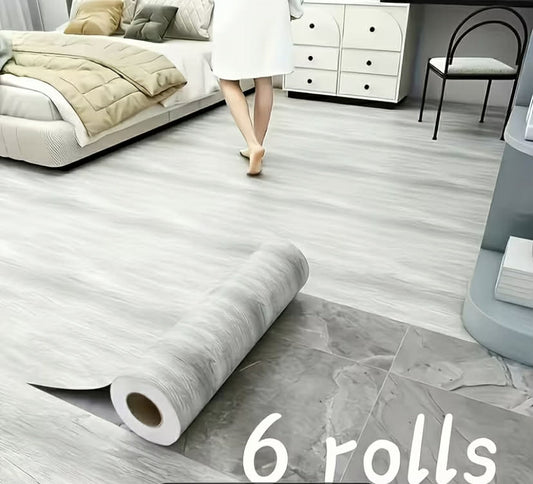 6 Rolls of Extra-wide Self-adhesive Floor Wallpaper - Waterproof Vinyl Floor Tiles with Realistic Wood Grain Texture, Easy to Peel and Stick for Flooring