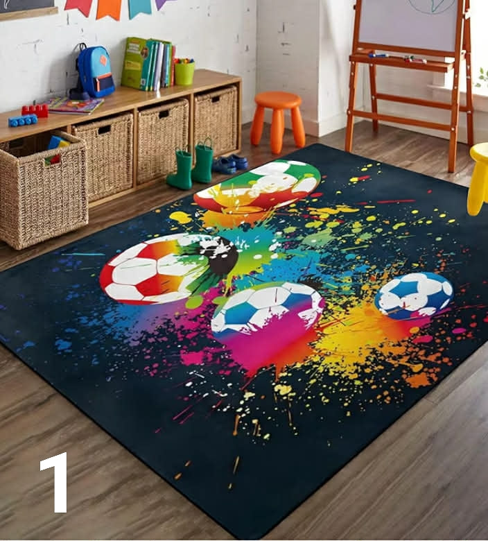Green Grass Soccer Field Boys Bedroom Rug, 60x110cm, Football Court Sports Enthusiasts Floor Rugs, Machine Washable Foldable No Crease Absorbent Carpet for Nursery Dorm Family

60x110