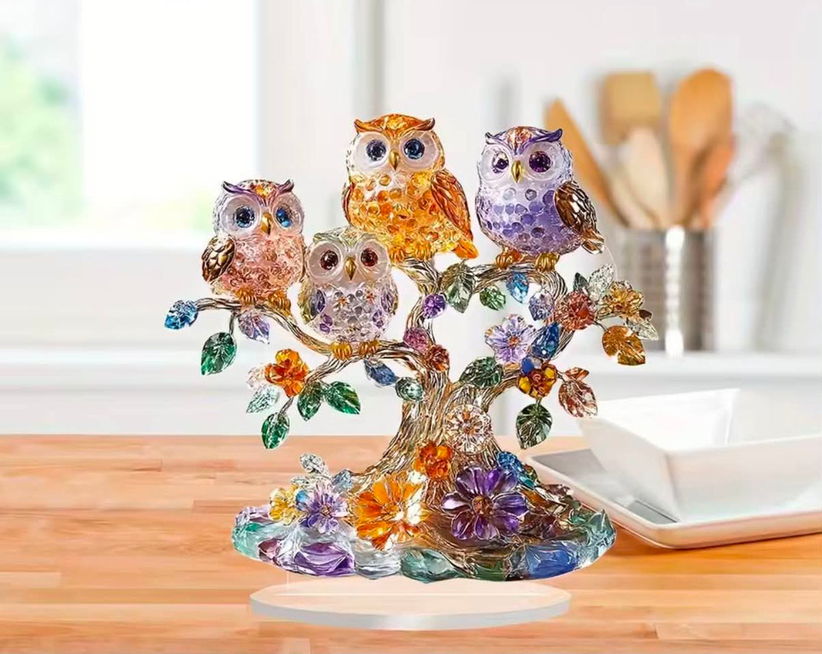 Flat Acrylic Ornament Cute Crystal Owls