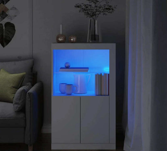 Side Cabinet with LED Lights Storage Sideboard Cupboard Engineered Wood vidaXL