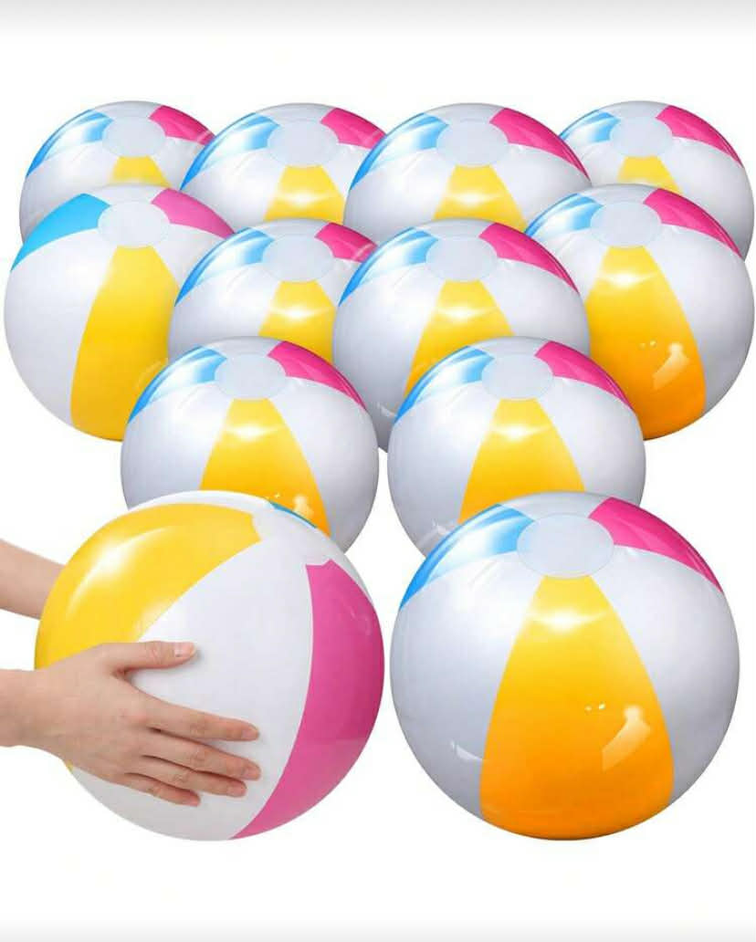Four-Color Beach Balls, Summer Water Games, Birthday Party Supplies Inflatable Beach Balls, Hawaiian Tropical Theme Party Decorations & Gifts, Water Party Supplies